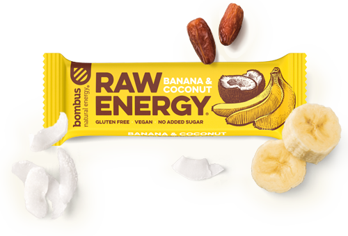 Barra BOMBUS RAW ENERGY Banana&Coconut 50g