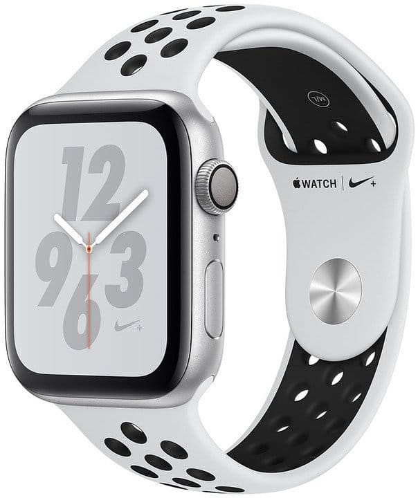 Reloj Apple Watch + Series 4 GPS, 40mm Silver Aluminium Case with Pure Platinum/Black Sport Band